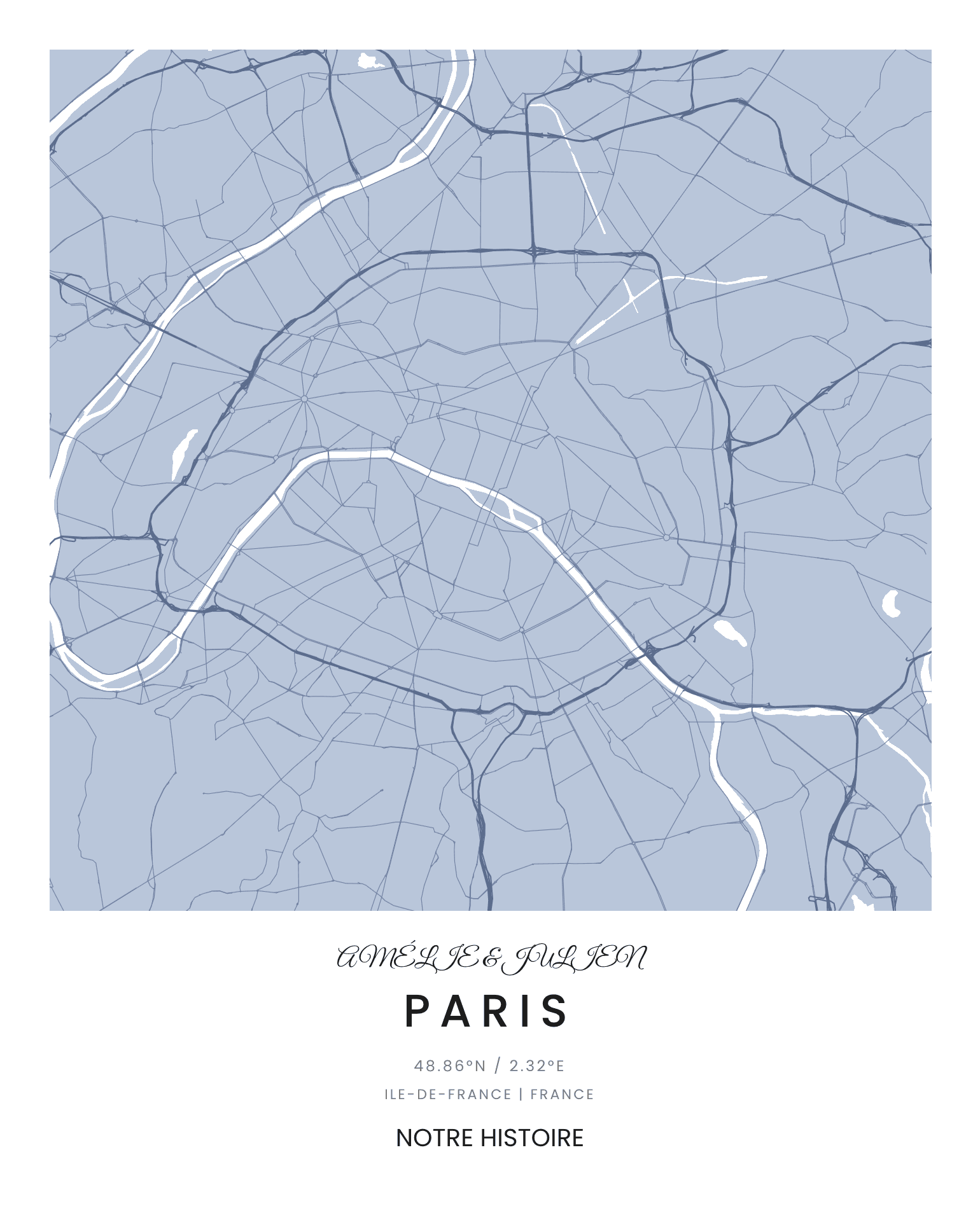 City maps poster example created with Mapform Studio