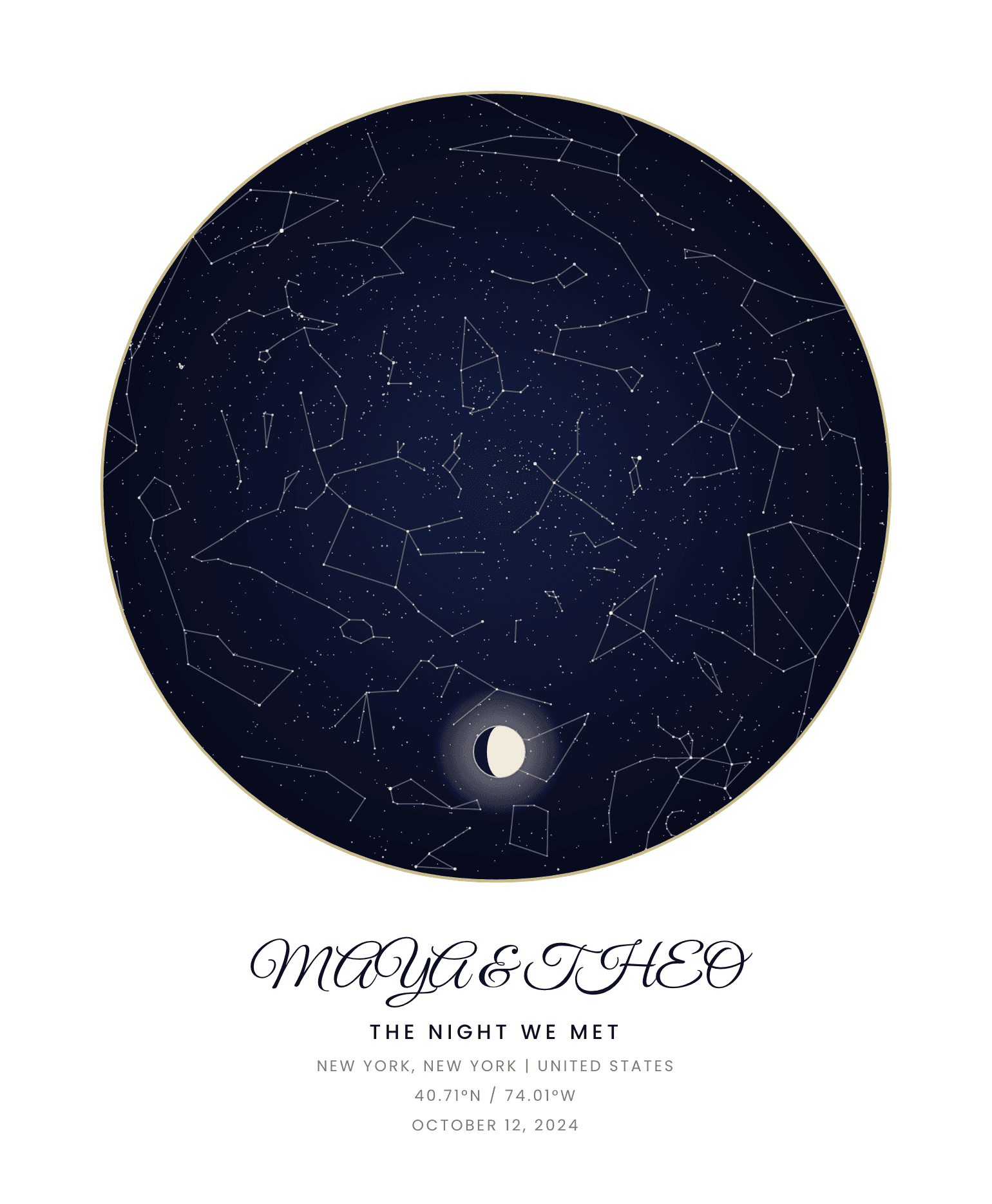 Star maps poster example created with Mapform Studio